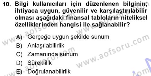 Genel Muhasebe 1 Dersi 2015 - 2016 Yılı (Vize) Ara Sınav Soruları 10. Soru