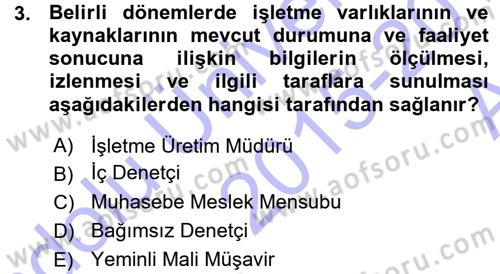 Genel Muhasebe 1 Dersi 2015 - 2016 Yılı (Vize) Ara Sınav Soruları 3. Soru