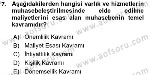 Genel Muhasebe 1 Dersi 2015 - 2016 Yılı (Vize) Ara Sınav Soruları 7. Soru