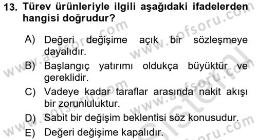Genel Muhasebe 1 Dersi 2018 - 2019 Yılı 3 Ders Sınavı 13. Soru