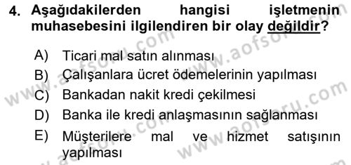 Genel Muhasebe 1 Dersi 2018 - 2019 Yılı (Vize) Ara Sınav Soruları 4. Soru