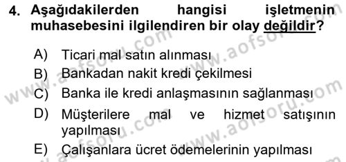 Genel Muhasebe 1 Dersi 2021 - 2022 Yılı (Vize) Ara Sınav Soruları 4. Soru