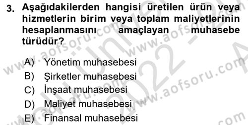 Genel Muhasebe 1 Dersi 2022 - 2023 Yılı (Vize) Ara Sınavı 3. Soru