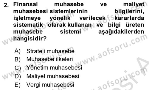 Genel Muhasebe 1 Dersi 2025 - 2026 Yılı (Vize) Ara Sınav Soruları 2. Soru