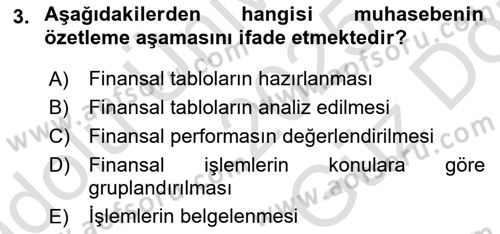 Genel Muhasebe 1 Dersi 2025 - 2026 Yılı (Vize) Ara Sınav Soruları 3. Soru
