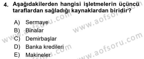 Genel Muhasebe 1 Dersi 2025 - 2026 Yılı (Vize) Ara Sınav Soruları 4. Soru