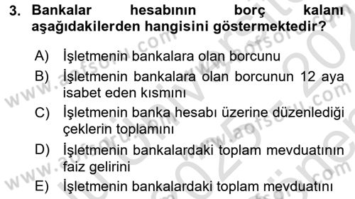Genel Muhasebe 1 Dersi 2025 - 2026 Yılı (Final) Dönem Sonu Sınav Soruları 3. Soru