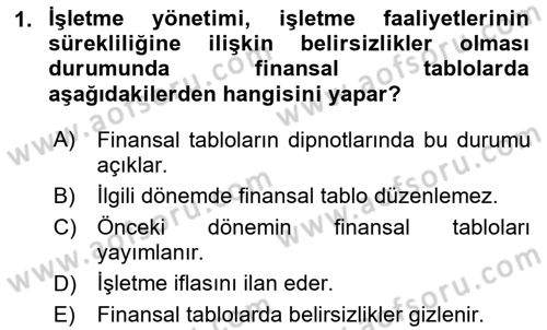 Genel Muhasebe 1 Dersi 2025 - 2026 Yılı Yaz Okulu Sınav Soruları 1. Soru