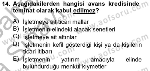 Genel Muhasebe 2 Dersi 2012 - 2013 Yılı (Vize) Ara Sınav Soruları 14. Soru