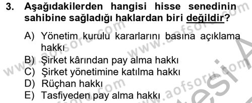 Genel Muhasebe 2 Dersi 2012 - 2013 Yılı (Vize) Ara Sınav Soruları 3. Soru