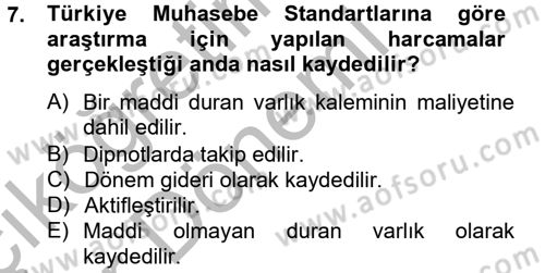 Genel Muhasebe 2 Dersi 2012 - 2013 Yılı (Vize) Ara Sınav Soruları 7. Soru