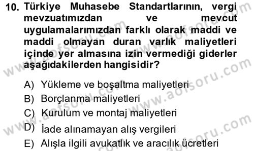 Genel Muhasebe 2 Dersi 2013 - 2014 Yılı (Vize) Ara Sınav Soruları 10. Soru