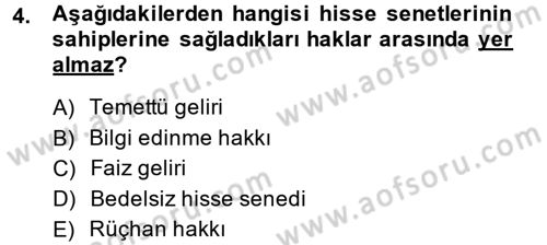 Genel Muhasebe 2 Dersi 2013 - 2014 Yılı (Vize) Ara Sınav Soruları 4. Soru