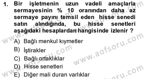 Genel Muhasebe 2 Dersi 2013 - 2014 Yılı (Final) Dönem Sonu Sınav Soruları 1. Soru