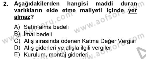 Genel Muhasebe 2 Dersi 2013 - 2014 Yılı (Final) Dönem Sonu Sınav Soruları 2. Soru