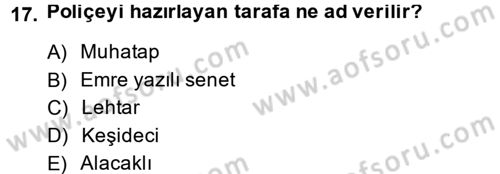 Genel Muhasebe 2 Dersi 2014 - 2015 Yılı (Vize) Ara Sınav Soruları 17. Soru
