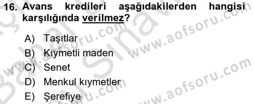 Genel Muhasebe 2 Dersi 2015 - 2016 Yılı (Final) Dönem Sonu Sınav Soruları 16. Soru