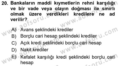 Genel Muhasebe 2 Dersi 2016 - 2017 Yılı (Vize) Ara Sınav Soruları 20. Soru