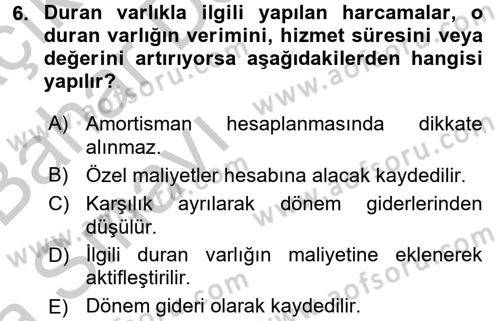 Genel Muhasebe 2 Dersi 2016 - 2017 Yılı (Vize) Ara Sınav Soruları 6. Soru