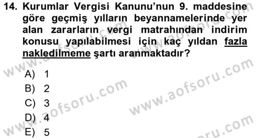 Genel Muhasebe 2 Dersi 2016 - 2017 Yılı (Final) Dönem Sonu Sınav Soruları 14. Soru