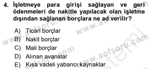 Genel Muhasebe 2 Dersi 2017 - 2018 Yılı (Vize) Ara Sınav Soruları 4. Soru