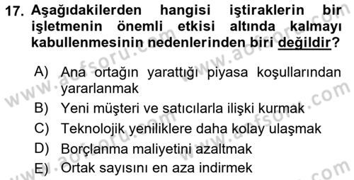 Genel Muhasebe 2 Dersi 2018 - 2019 Yılı 3 Ders Sınav Soruları 17. Soru