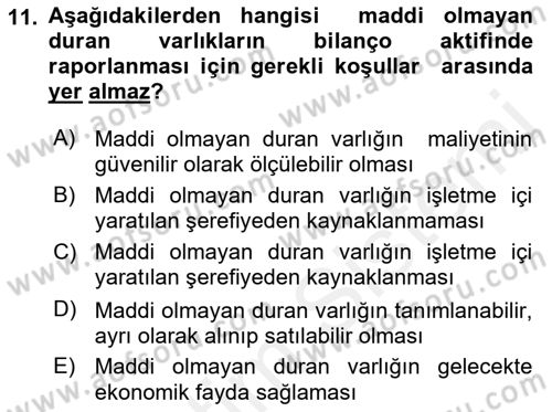 Genel Muhasebe 2 Dersi 2018 - 2019 Yılı (Vize) Ara Sınav Soruları 11. Soru