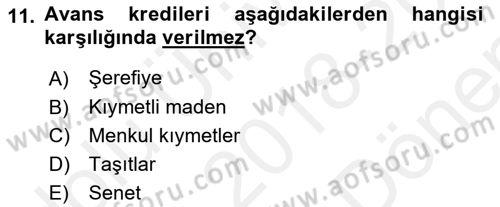 Genel Muhasebe 2 Dersi 2018 - 2019 Yılı (Final) Dönem Sonu Sınav Soruları 11. Soru