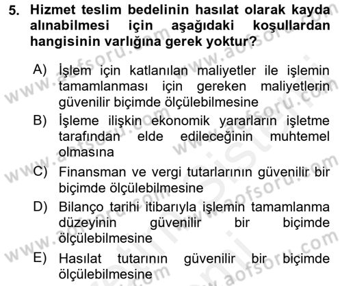 Genel Muhasebe 2 Dersi 2018 - 2019 Yılı (Final) Dönem Sonu Sınav Soruları 5. Soru