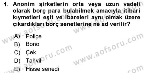 Genel Muhasebe 2 Dersi 2020 - 2021 Yılı Yaz Okulu Sınav Soruları 1. Soru