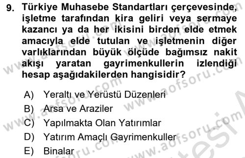 Genel Muhasebe 2 Dersi 2023 - 2024 Yılı Yaz Okulu Sınav Soruları 9. Soru