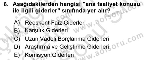 Genel Muhasebe 2 Dersi 2024 - 2025 Yılı (Final) Dönem Sonu Sınav Soruları 6. Soru