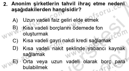 Genel Muhasebe 2 Dersi 2024 - 2025 Yılı Yaz Okulu Sınav Soruları 2. Soru