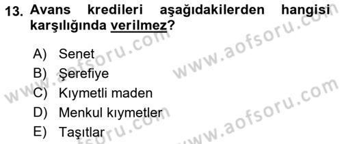 Genel Muhasebe 2 Dersi 2025 - 2026 Yılı (Vize) Ara Sınav Soruları 13. Soru