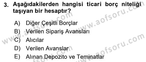 Genel Muhasebe 2 Dersi 2025 - 2026 Yılı (Final) Dönem Sonu Sınav Soruları 3. Soru