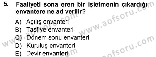 Muhasebe Uygulamaları Dersi 2012 - 2013 Yılı (Vize) Ara Sınavı 5. Soru