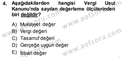 Muhasebe Uygulamaları Dersi 2013 - 2014 Yılı (Vize) Ara Sınavı 4. Soru