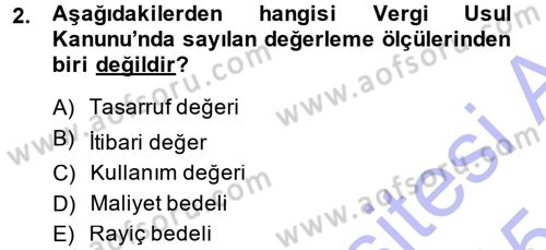 Muhasebe Uygulamaları Dersi 2014 - 2015 Yılı (Vize) Ara Sınavı 2. Soru