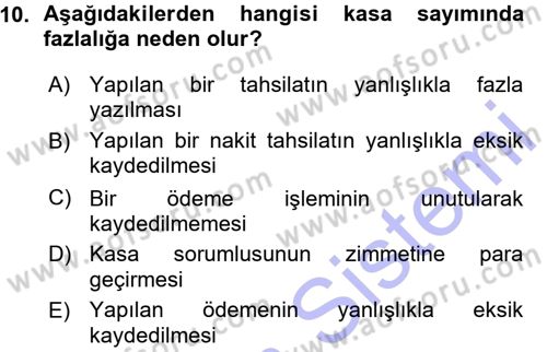 Muhasebe Uygulamaları Dersi 2015 - 2016 Yılı (Vize) Ara Sınavı 10. Soru