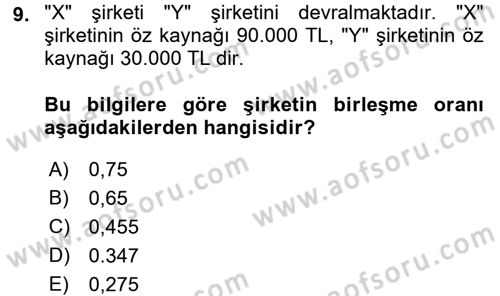 Muhasebe Uygulamaları Dersi 2017 - 2018 Yılı (Final) Dönem Sonu Sınavı 9. Soru