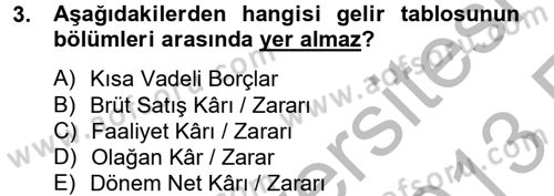 Mali Analiz Dersi 2012 - 2013 Yılı (Vize) Ara Sınav Soruları 3. Soru