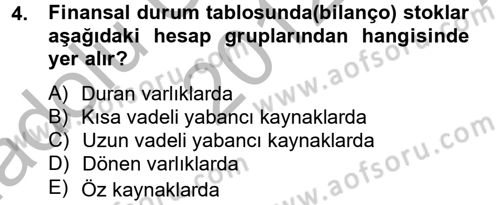 Mali Analiz Dersi 2012 - 2013 Yılı (Vize) Ara Sınav Soruları 4. Soru