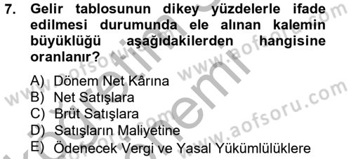 Mali Analiz Dersi 2012 - 2013 Yılı (Vize) Ara Sınav Soruları 7. Soru