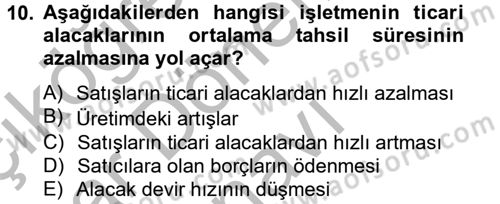 Mali Analiz Dersi 2012 - 2013 Yılı (Final) Dönem Sonu Sınav Soruları 10. Soru