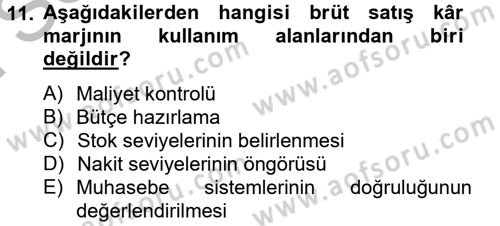 Mali Analiz Dersi 2012 - 2013 Yılı (Final) Dönem Sonu Sınav Soruları 11. Soru