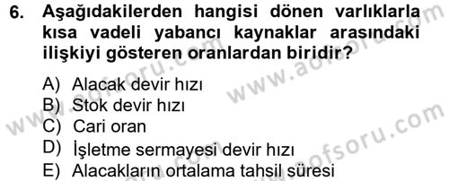 Mali Analiz Dersi 2012 - 2013 Yılı (Final) Dönem Sonu Sınav Soruları 6. Soru