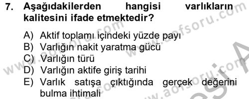 Mali Analiz Dersi 2012 - 2013 Yılı (Final) Dönem Sonu Sınav Soruları 7. Soru