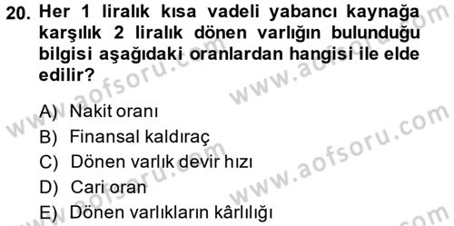 Mali Analiz Dersi 2013 - 2014 Yılı (Vize) Ara Sınav Soruları 20. Soru