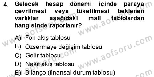 Mali Analiz Dersi 2013 - 2014 Yılı (Vize) Ara Sınav Soruları 4. Soru