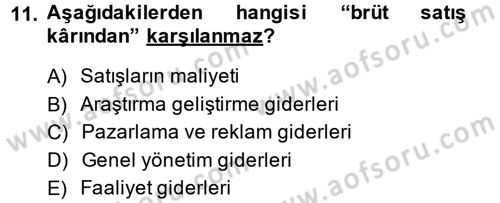 Mali Analiz Dersi 2013 - 2014 Yılı (Final) Dönem Sonu Sınav Soruları 11. Soru